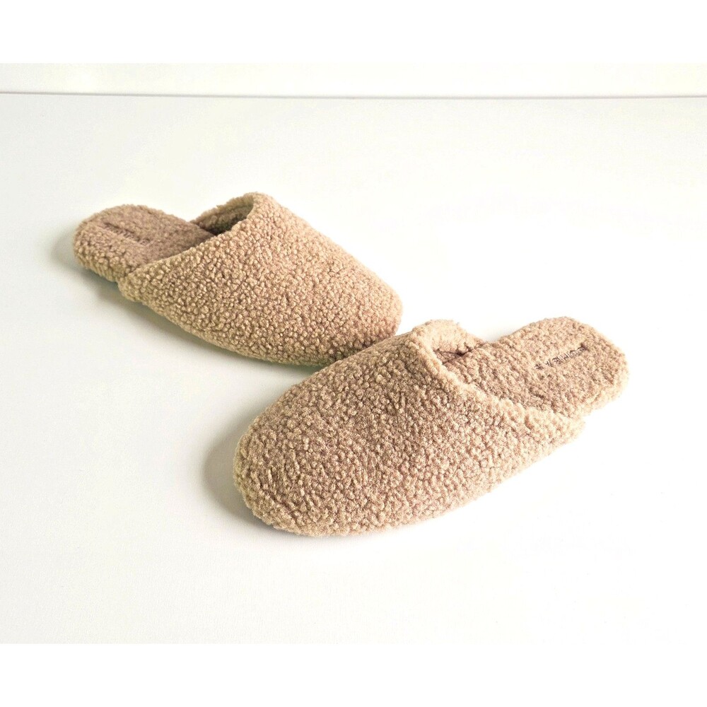 BOMBAS Sunday Slipper Sandy Cove Faux Sherpa Sz 9 Comfort Tan Memory Foam